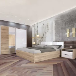 Garnero Arredamenti Camera completa matrimoniale rovere sonoma bianco lucido Tamigi