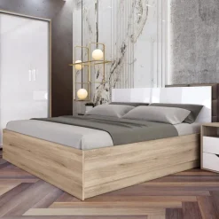 Garnero Arredamenti Camera completa matrimoniale rovere sonoma bianco lucido Tamigi