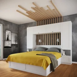 Garnero Arredamenti Camera da letto a ponte completa matrimoniale bianco opaco Dreamland Hot