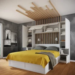 Garnero Arredamenti Camera da letto a ponte completa matrimoniale bianco opaco Dreamland Hot