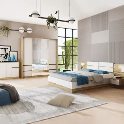 Garnero Arredamenti Camera da letto completa matrimoniale quercia bianco opaco Volga Outlet