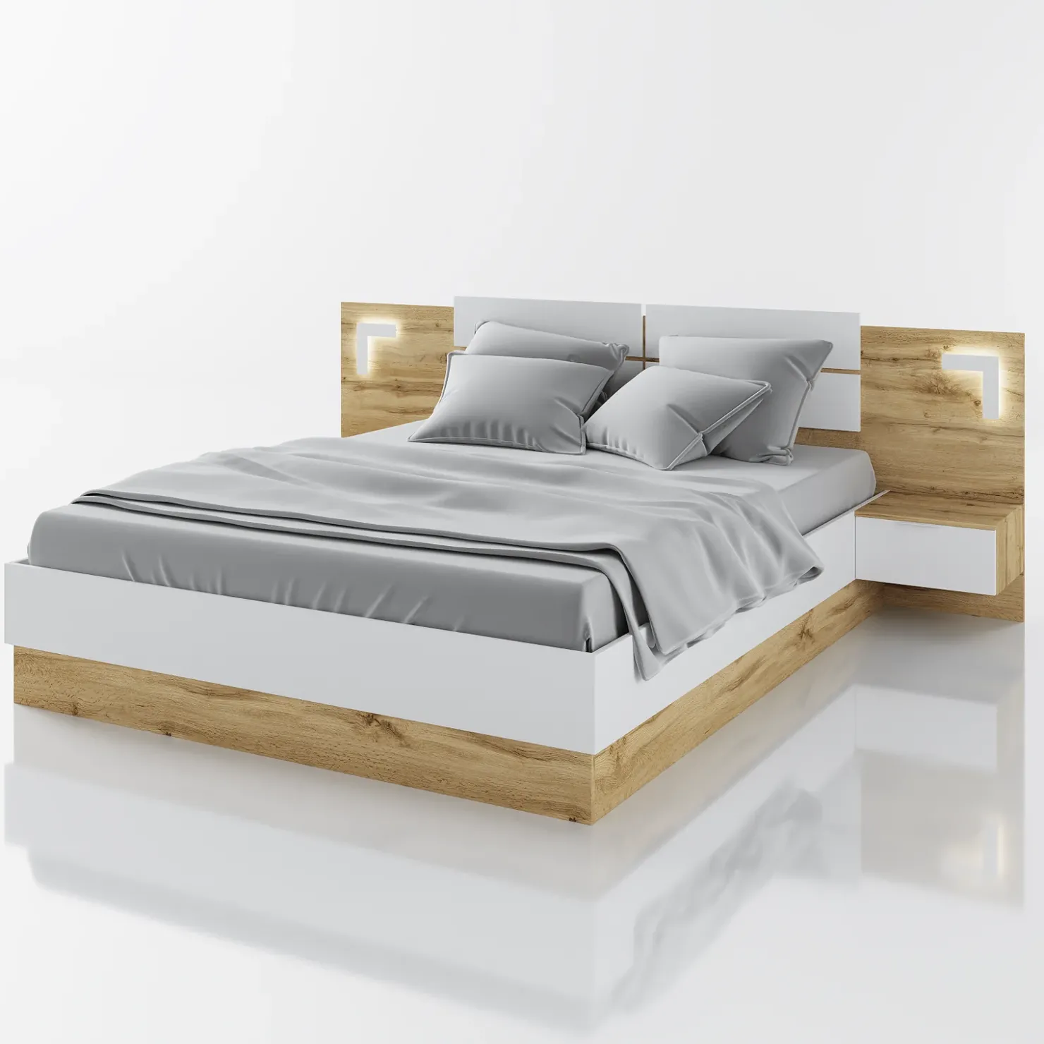 Garnero Arredamenti Camera da letto completa matrimoniale quercia bianco opaco Volga Outlet