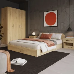 Garnero Arredamenti Camera da letto completa alla francese con armadio e comodini Carrisi Rovere Rustico Sale