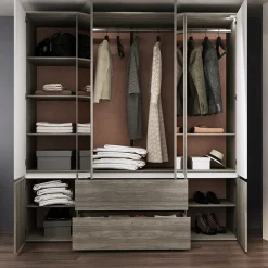 Garnero Arredamenti Camera da letto completa matrimoniale con LED rovere scuro bianco opaco Garonna Discount