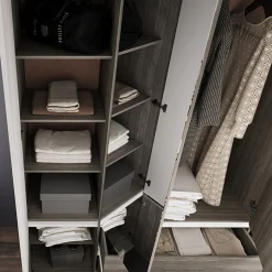 Garnero Arredamenti Camera da letto completa matrimoniale con LED rovere scuro bianco opaco Garonna Discount