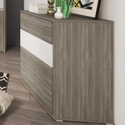 Garnero Arredamenti Camera da letto completa matrimoniale con LED rovere scuro bianco opaco Garonna Discount