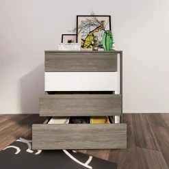 Garnero Arredamenti Camera da letto completa matrimoniale con LED rovere scuro bianco opaco Garonna Discount