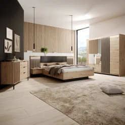 Garnero Arredamenti Camera da letto completa matrimoniale moderna rovere antracite Rubik Hot