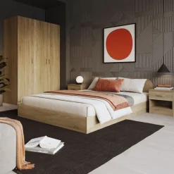 Garnero Arredamenti Camera da letto completa alla francese con armadio e comodini sonoma Carrisi Rovere Outlet