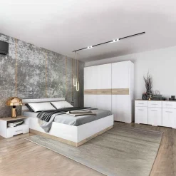 Garnero Arredamenti Camera da letto completa matrimoniale pino bianco rovere sonoma Dublino Best