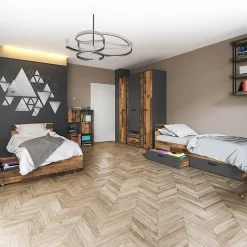 Garnero Arredamenti Camera da letto completa 2 letti singoli grafite rovere rustico Fada Clearance