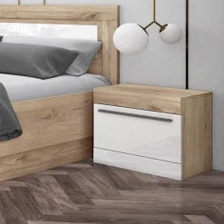 Garnero Arredamenti Camera da letto completa matrimoniale bianco lucido rovere sonoma Monaco Outlet
