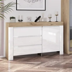 Garnero Arredamenti Camera da letto completa matrimoniale bianco lucido rovere sonoma Monaco Outlet