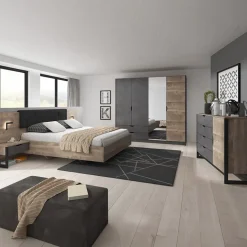 Garnero Arredamenti Camera da letto completa matrimoniale moderna grigio quercia Dable Outlet