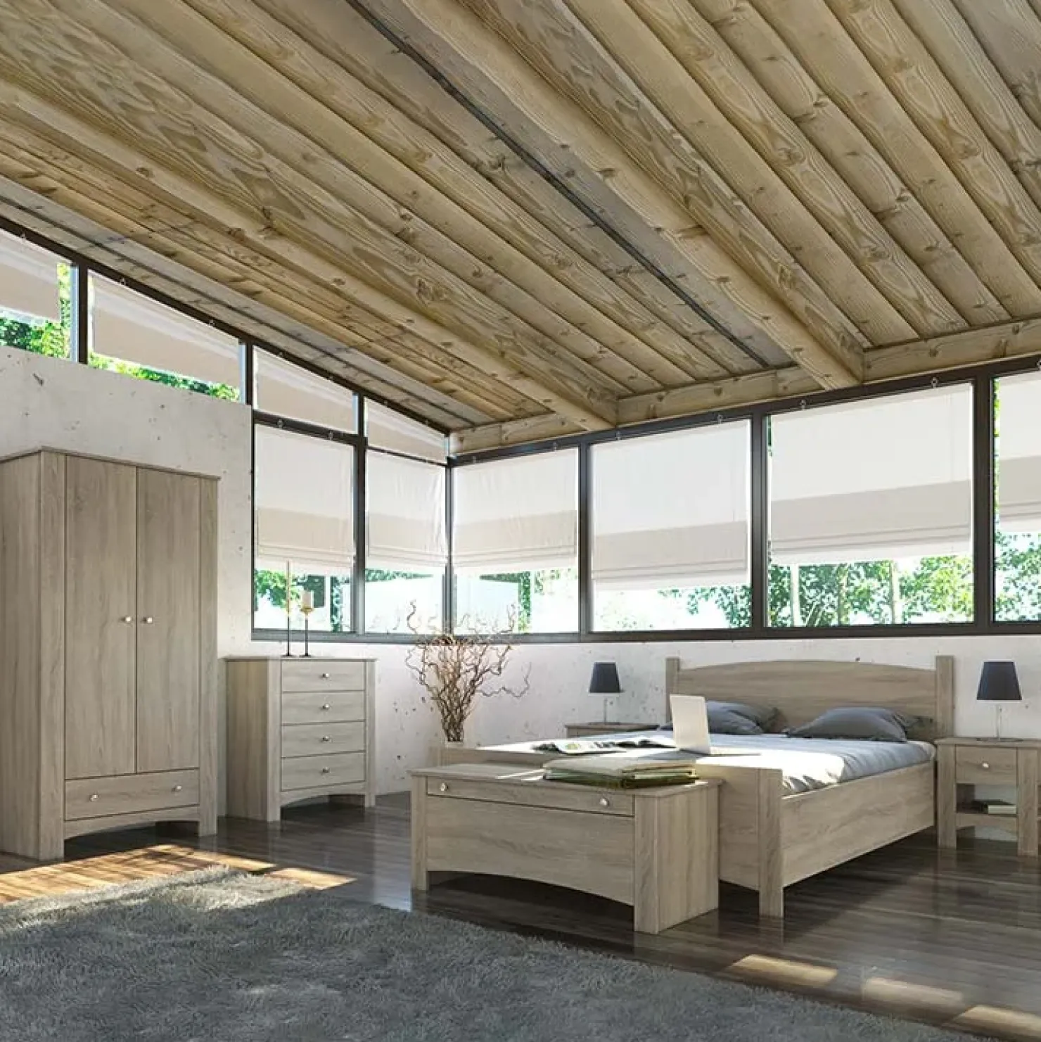 Garnero Arredamenti Camera da letto completa matrimoniale rovere sonoma Londra Online