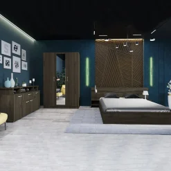 Garnero Arredamenti Camera da letto moderna completa matrimoniale Camilla 3 Noce