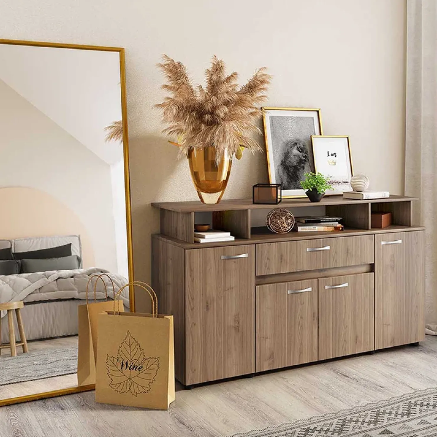 Garnero Arredamenti Camera da letto moderna completa matrimoniale Camilla 3 Noce