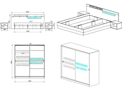Garnero Arredamenti Camera da letto moderna completa matrimoniale nero bianco lucido Dallas Discount