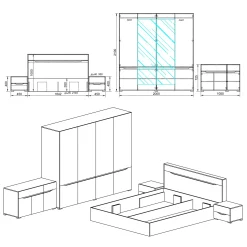 Garnero Arredamenti Camera da letto moderna completa matrimoniale noce champagne Brasilia
