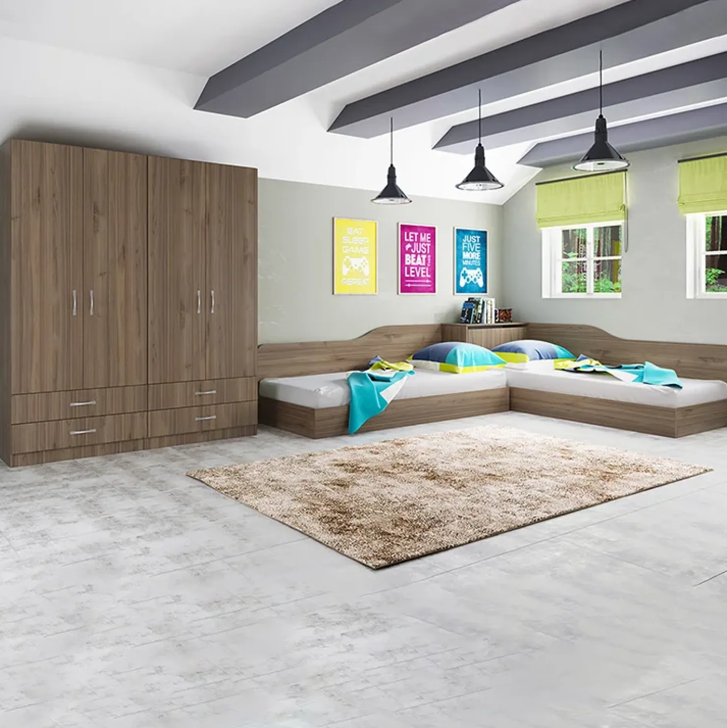 Garnero Arredamenti Camera doppio letto completa design Caronte Noce Sale