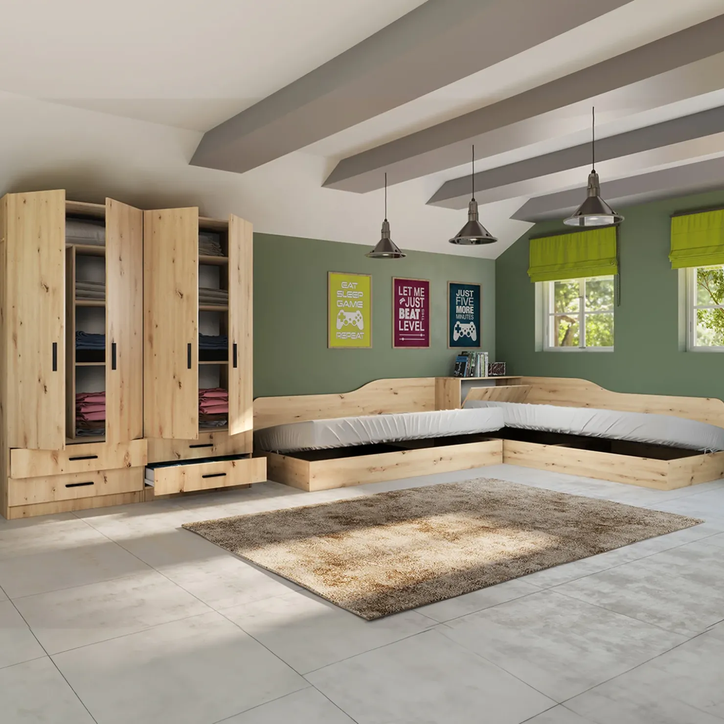 Garnero Arredamenti Camera doppio letto completa design Caronte Rovere Rustico Online