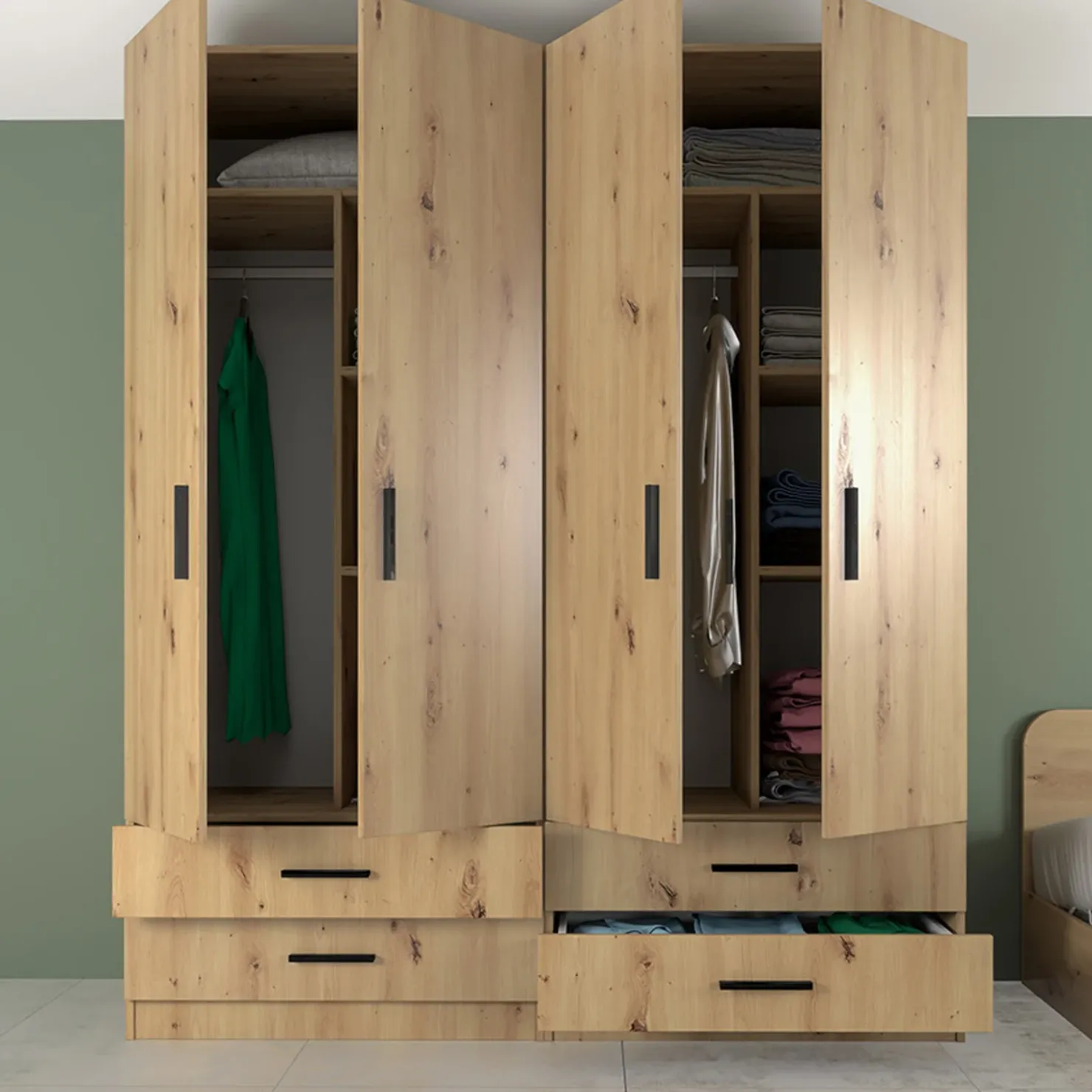 Garnero Arredamenti Camera doppio letto completa design Caronte Rovere Rustico Online