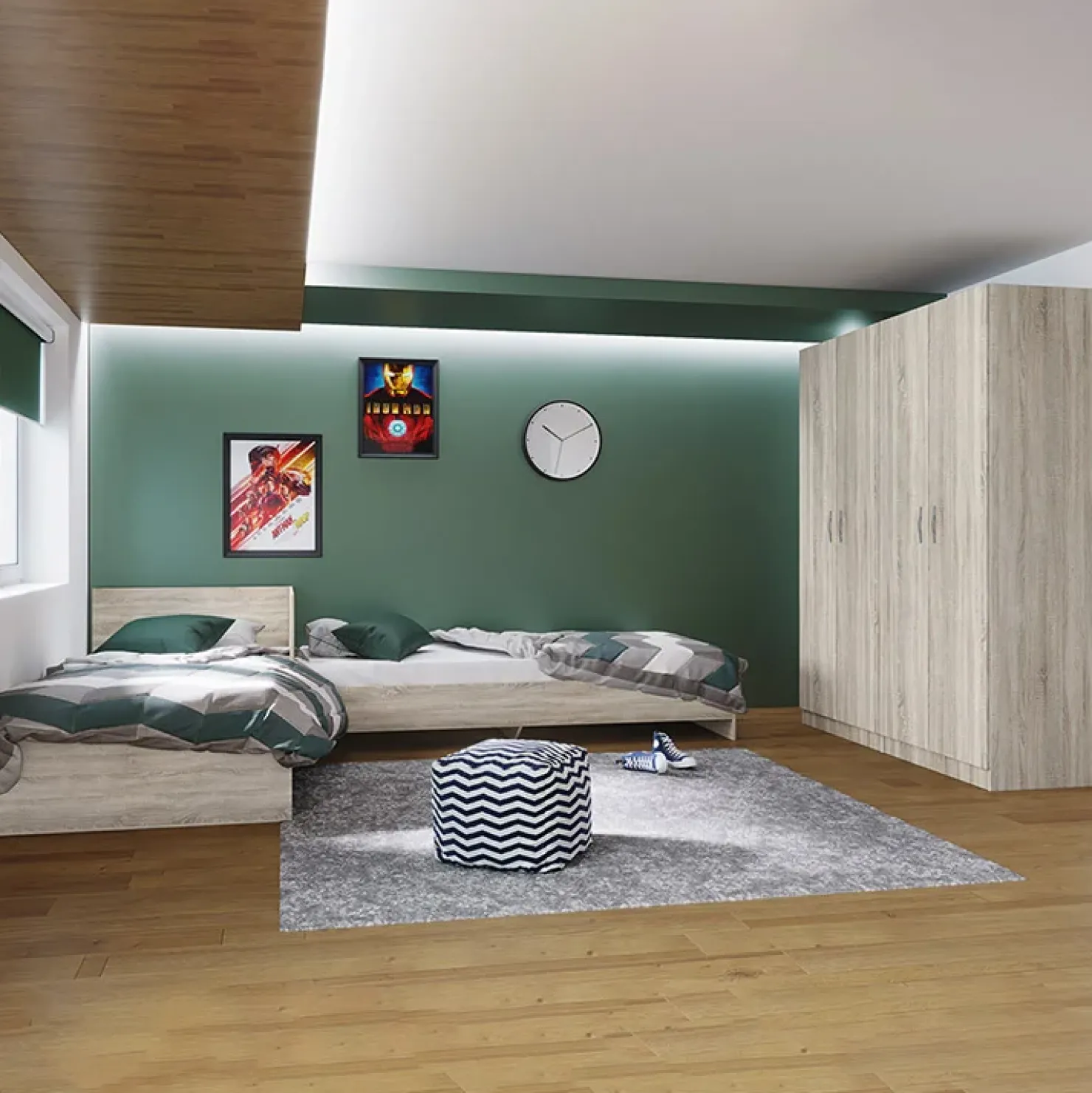 Garnero Arredamenti Camera doppio letto completa moderna sonoma Malcom Rovere New