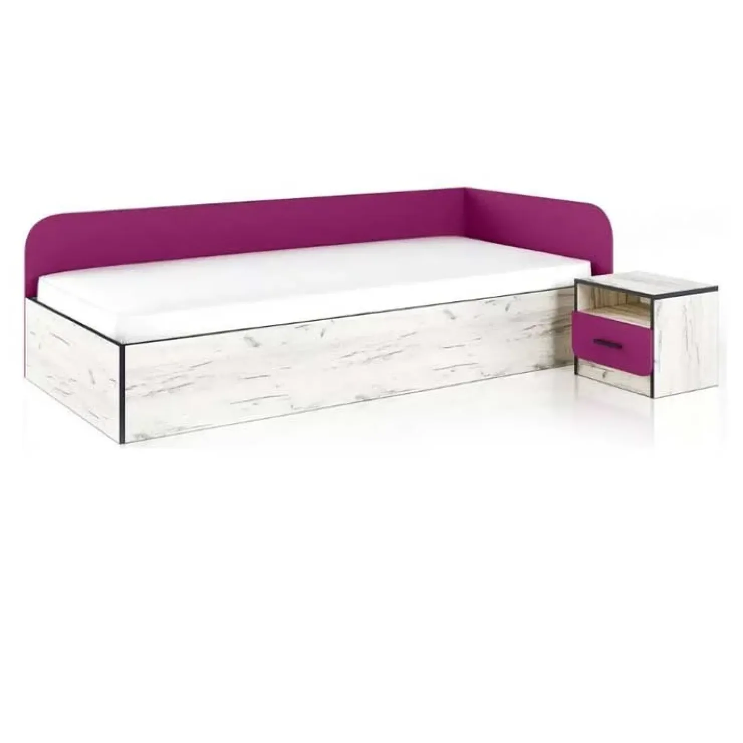 Garnero Arredamenti Cameretta 1 letto contenitore completa bambini pino bianco fucsia Ford