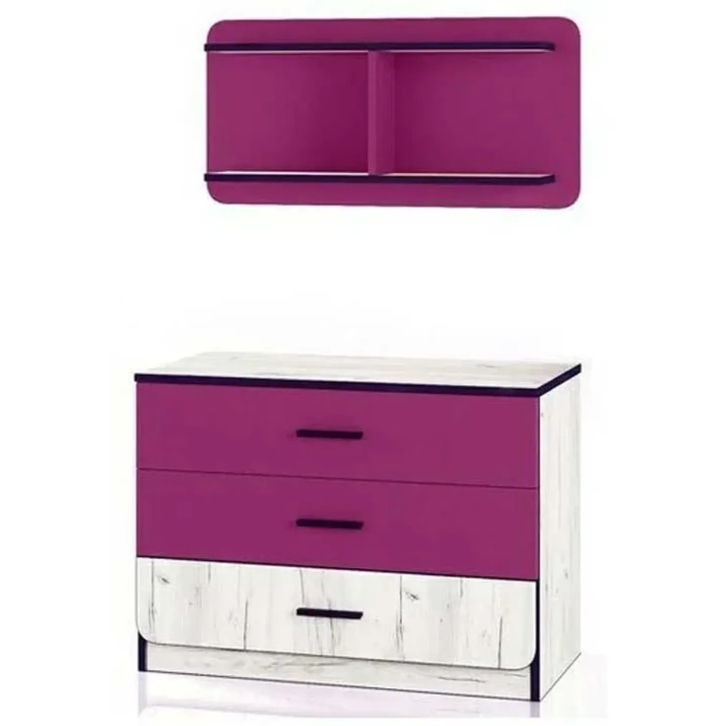 Garnero Arredamenti Cameretta 1 letto contenitore completa bambini pino bianco fucsia Ford