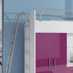 Garnero Arredamenti Cameretta a soppalco per bambini bianco viola lucido Luca Bianco Lucido - Viola Outlet
