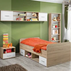 Garnero Arredamenti Cameretta bambini 1 letto singolo quercia sonoma bianco opaco Ciak 1 Online
