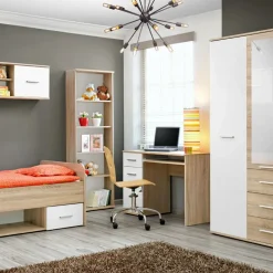 Garnero Arredamenti Cameretta bambini 1 letto singolo quercia sonoma bianco opaco Ciak 2