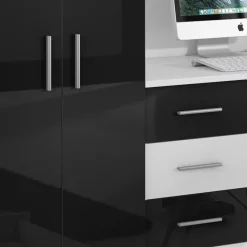 Garnero Arredamenti Cameretta bambini completa 2 letti singoli bianco nero Diego Gihome® Bianco Lucido - Nero Lucido Best