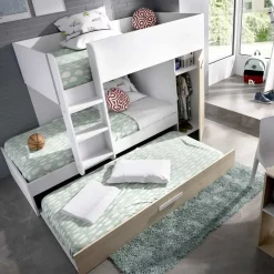 Garnero Arredamenti Cameretta bambini 244x150cm 3 letti soppalco reversibile rovere bianco Damian Bianco Opaco - Rovere Best