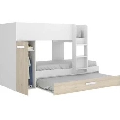 Garnero Arredamenti Cameretta bambini 244x150cm 3 letti soppalco reversibile rovere bianco Damian Bianco Opaco - Rovere Best