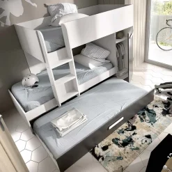 Garnero Arredamenti Cameretta bambini 244x150cm 3 letti soppalco reversibile bianco grafite Damian Bianco Opaco - Grafite Hot