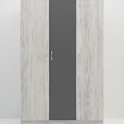 Garnero Arredamenti Cameretta completa con letto una piazza e mezza, comò e armadio 3 ante bianco frassinato grigio Cesare Bianco Frassinato - Grigio New