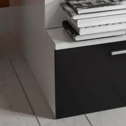 Garnero Arredamenti Cameretta con soppalco 2 letti singoli bianca nera Enrico Gihome® Bianco Lucido - Nero Lucido Online