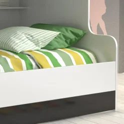 Garnero Arredamenti Cameretta con soppalco 2 letti singoli bianca nera Enrico Gihome® Bianco Lucido - Nero Lucido Online