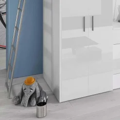 Garnero Arredamenti Cameretta 204x86 a soppalco per bambini bianco opaco e lucido Luca Bianco Lucido Discount