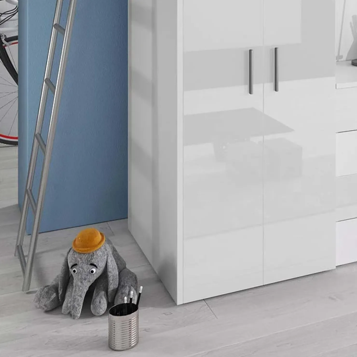 Garnero Arredamenti Cameretta 204x86 a soppalco per bambini bianco opaco e lucido Luca Bianco Lucido Discount