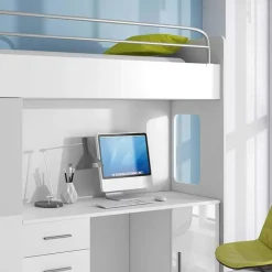 Garnero Arredamenti Cameretta 204x86 a soppalco per bambini bianco opaco e lucido Luca Bianco Lucido Discount