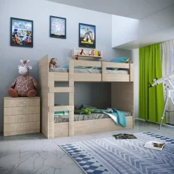 Garnero Arredamenti Cameretta 275x161cm 2 letti a castello completa rovere Lorenzo Gihome® Hot