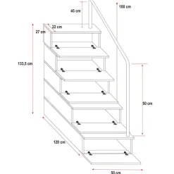Garnero Arredamenti Cameretta 254x120cm 1 letto soppalco bianco grigio lucido Simone Gihome® Bianco Lucido - Grigio Sale
