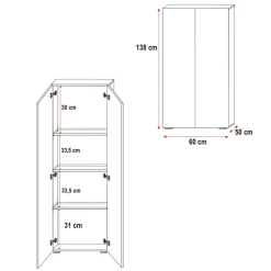 Garnero Arredamenti Cameretta 254x120cm 1 letto soppalco bianco grigio lucido Simone Gihome® Bianco Lucido - Grigio Sale