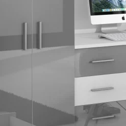 Garnero Arredamenti Cameretta 324x86cm completa 2 letti singoli bianco grigio Diego Gihome® Bianco Lucido - Grigio Clearance