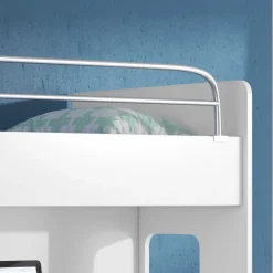 Garnero Arredamenti Cameretta 324x86cm completa 2 letti singoli bianco grigio Diego Gihome® Bianco Lucido - Grigio Clearance