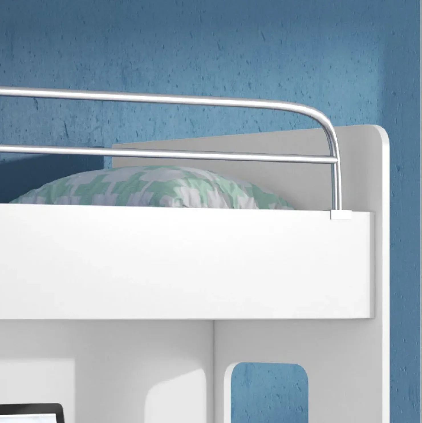 Garnero Arredamenti Cameretta 324x86cm completa 2 letti singoli bianco grigio Diego Gihome® Bianco Lucido - Grigio Clearance