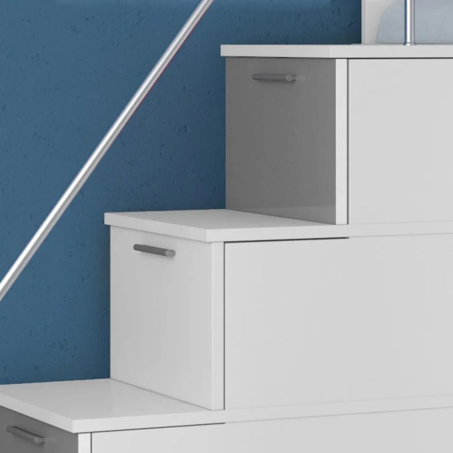 Garnero Arredamenti Cameretta 324x86cm completa 2 letti singoli bianco grigio Diego Gihome® Bianco Lucido - Grigio Clearance