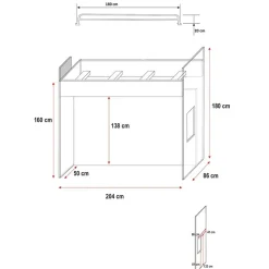 Garnero Arredamenti Cameretta 324x86cm completa 2 letti singoli bianco grigio Diego Gihome® Bianco Lucido - Grigio Clearance